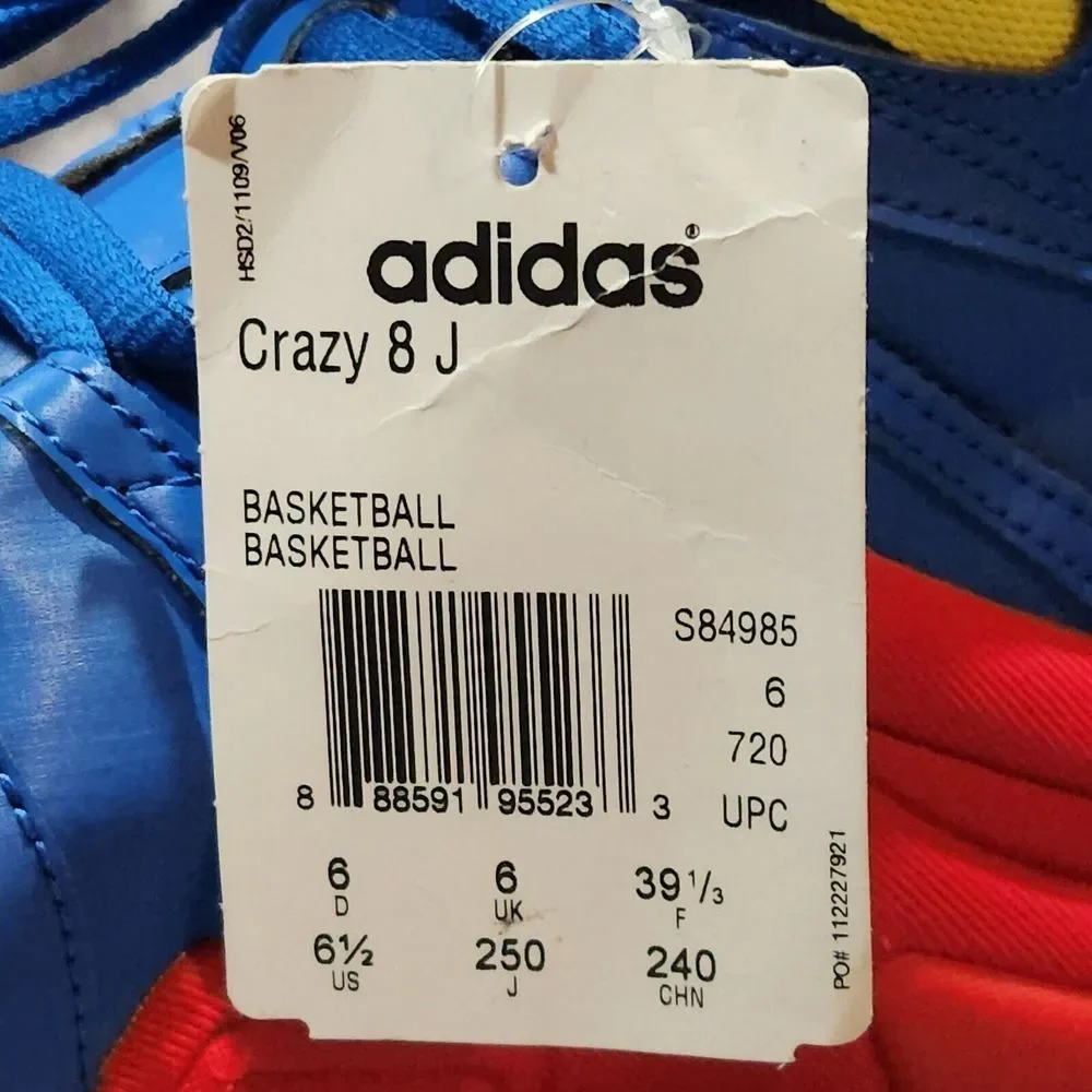 Adidas Crazy 8 Kobe Bryant Shoes Blue Red Yellow Superman Dwight Howard Size 6.5